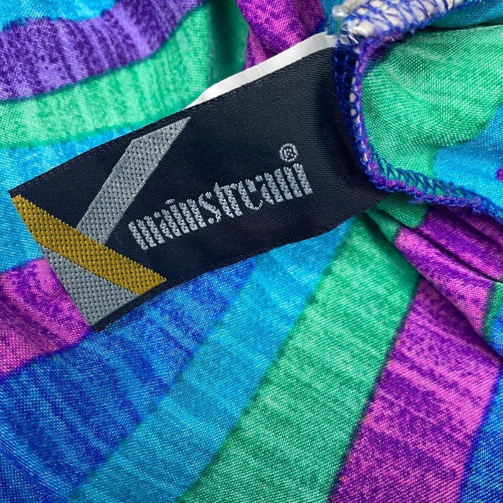 Vintage 80s Striped Multicolor Metallic Retro One Piece Swimsuit Bodysuit - Picture 7 of 9